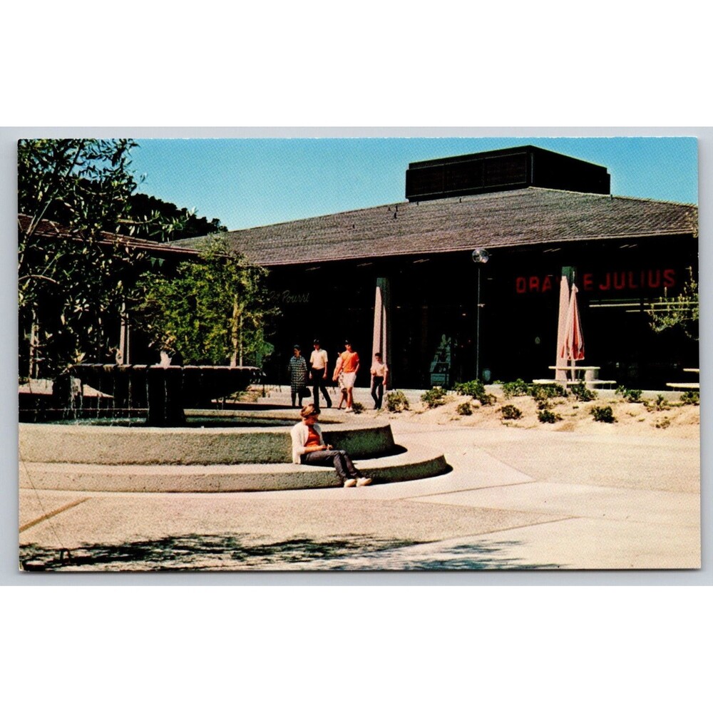 Vintage Postcard Del Monte Center Monterey CA Orange Julius Fountain Mid-Century